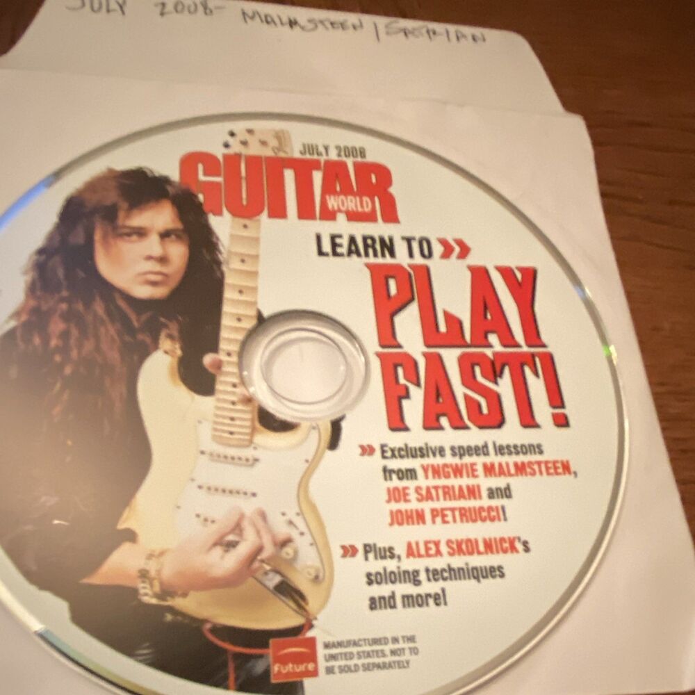 Guitar World Lesson CD-ROM Malmsteen Satriani July 2008 How to Play Fast